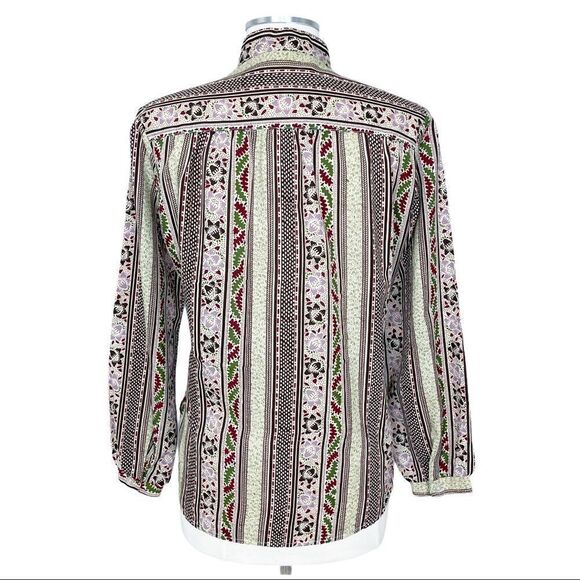 VINTAGE Retro Print Long Sleeve Button Down Top - Picture 5 of 15